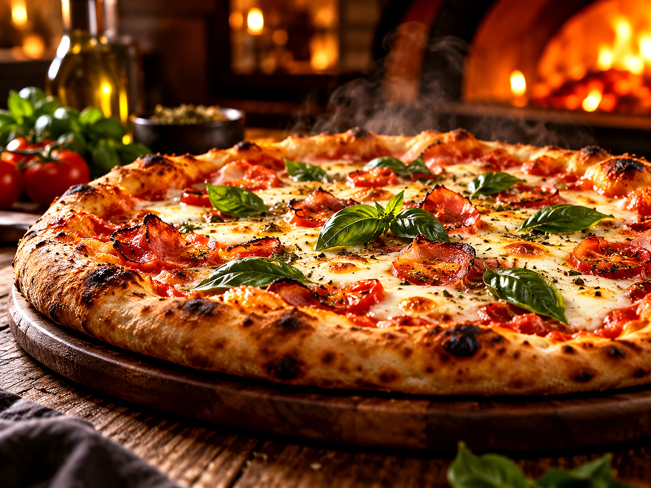 Pizza premium recém-assada
